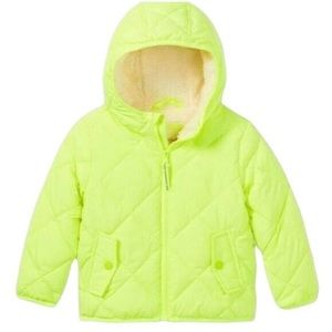 Kids Lime Green Quilted Puffer Jacket